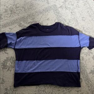 We The Free Tee - Navy and Light Blue Stripes